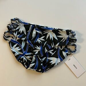 MIKOH Barcelona Fuller Coverage Skinny String Bottom Bird of Paradise NWT size S